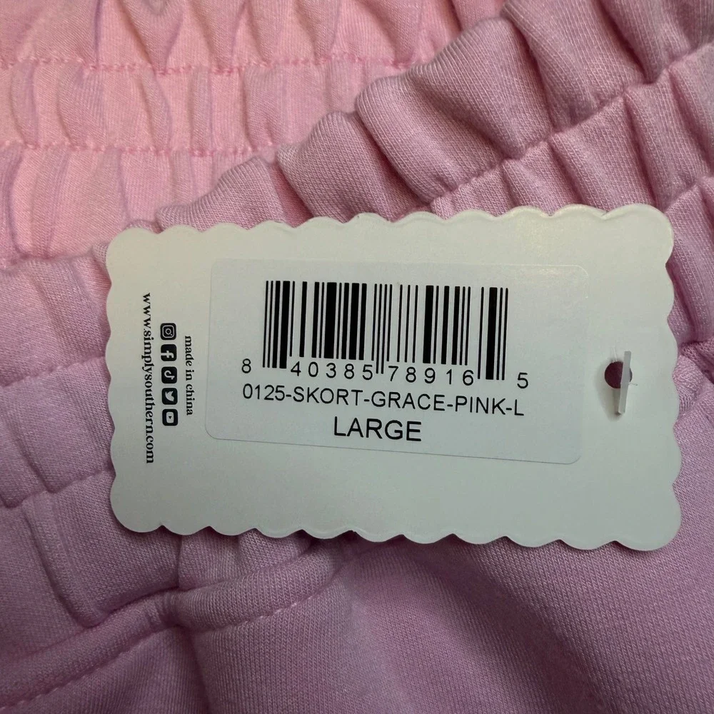 Simply Southern Pink Pearl Star Pullover and Skort Lounge Set Large NWT
